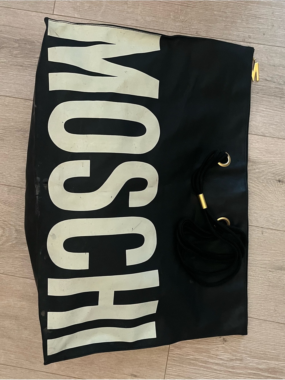 Moschino Vintage Black and White Logo Travel/Beach Bag - Picture 2 of 9